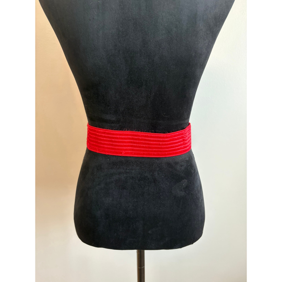 Women's Vintage Red One Size Woven Elastic Belt - Picture 2 of 4